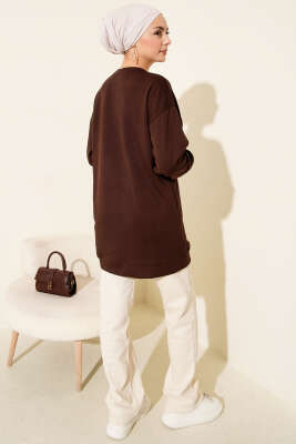 Loyşa Yuvarlak İncili Tunik Kahve - Tunik