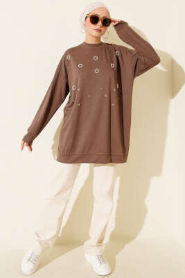 Loyşa Yuvarlak İncili Tunik Vizon - Tunik