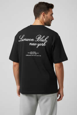 Lunuon Baskılı Erkek T-shirt Siyah - Babalar Günü