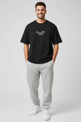 Lunuon Baskılı Erkek T-shirt Siyah - Yılın Fırsatı