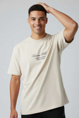 Lunuon Baskılı Erkek T-shirt Taş 