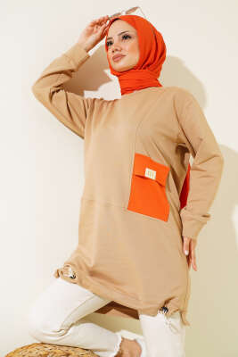 M Armalı Cepli Tunik Camel - Tunik