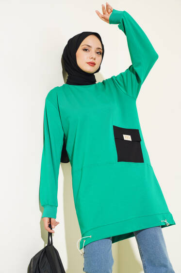 M Armalı Cepli Tunik Yeşil Siyah - Tunik