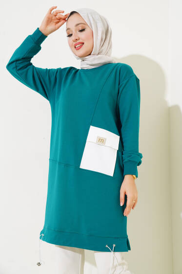 M Armalı Cepli Tunik Zümrüt - Tunik