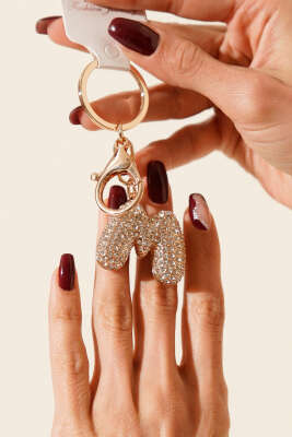 M Harfli Taşlı Anahtarlık 