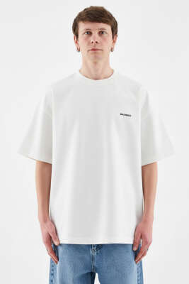Machinist Nakışlı Oversize Erkek T-shirt Ekru - MACINIST