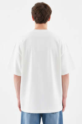 Machinist Nakışlı Oversize Erkek T-shirt Ekru - Erkek T-shirt