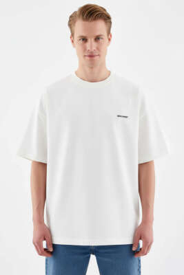 Machinist Nakışlı Oversize Erkek T-shirt Ekru - MACINIST