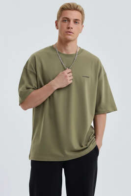 Machinist Nakışlı Oversize Erkek T-shirt Haki - MACINIST