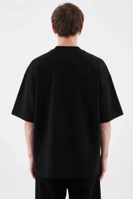 Machinist Nakışlı Oversize Erkek T-shirt Siyah - Erkek Siyah Tişört