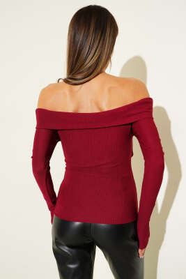 Madonna Çapraz Yaka Bluz Bordo - Yılın Fırsatı