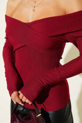 Madonna Çapraz Yaka Bluz Bordo - Yılın Fırsatı