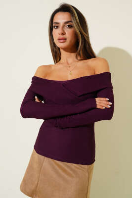 Madonna Çapraz Yaka Bluz Mürdüm - Yılın Fırsatı