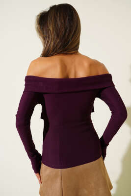 Madonna Çapraz Yaka Bluz Mürdüm - Yılın Fırsatı