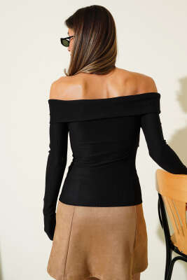 Madonna Çapraz Yaka Bluz Siyah - Yılın Fırsatı