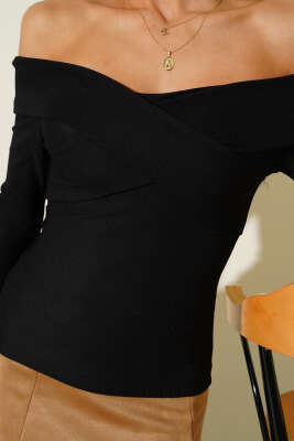 Madonna Çapraz Yaka Bluz Siyah - Yılın Fırsatı