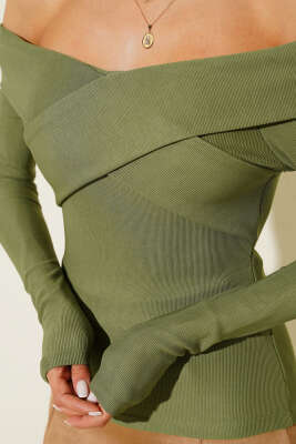 Madonna Çapraz Yaka Bluz Yeşil - Yılın Fırsatı