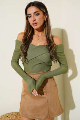 Madonna Çapraz Yaka Bluz Yeşil - Yılın Fırsatı