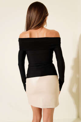 Madonna Yaka Kemer Detaylı Bluz Siyah - Yılın Fırsatı