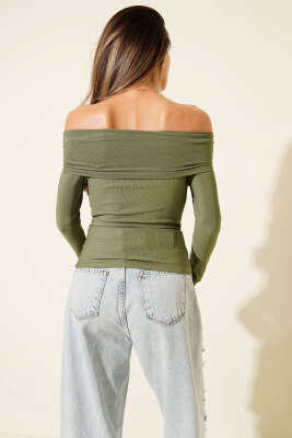 Madonna Yaka Kemer Detaylı Bluz Yeşil - Yılın Fırsatı