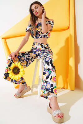 Madonna Yaka Salaş İkili Takım Siyah Saks - Kadın Giyim Modelleri