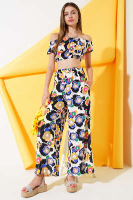 Madonna Yaka Salaş İkili Takım Siyah Saks - Kadın Giyim Modelleri