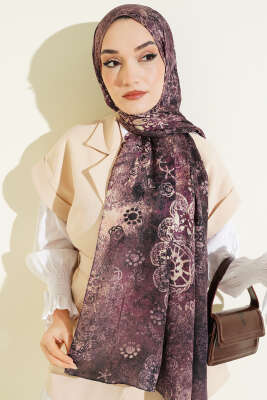 Mandala Desen Bambu Kraş Şal Acı Kahve 