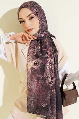 Mandala Desen Bambu Kraş Şal Acı Kahve - Başörtüsü