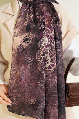 Mandala Desen Bambu Kraş Şal Acı Kahve - Başörtüsü