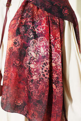 Mandala Desen Bambu Kraş Şal Bordo - Başörtüsü