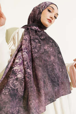 Mandala Desen Bambu Kraş Şal Gül Kurusu 