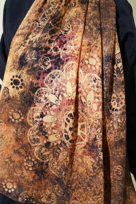 Mandala Desen Bambu Kraş Şal Hardal - Başörtüsü