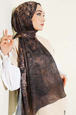 Mandala Desen Bambu Kraş Şal Küf Yeşili - Başörtüsü