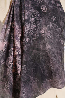 Mandala Desen Bambu Kraş Şal Pembe Gri - Başörtüsü