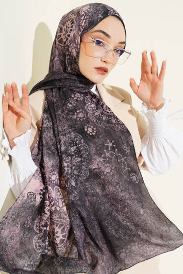 Mandala Desen Bambu Kraş Şal Pembe Gri - Yılın Fırsatı