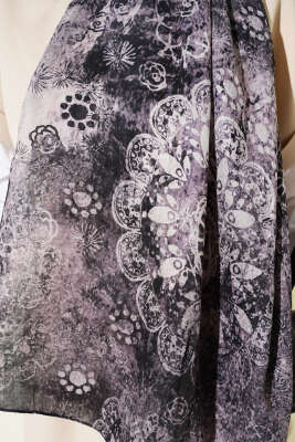 Mandala Desen Bambu Kraş Şal Siyah - Başörtüsü