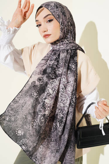 Mandala Desen Bambu Kraş Şal Siyah - Yılın Fırsatı