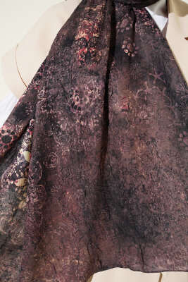 Mandala Desen Bambu Kraş Şal Sütlü Kahve - Başörtüsü