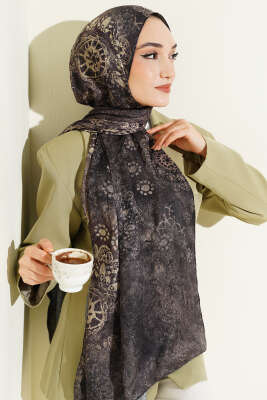 Mandala Desen Bambu Kraş Şal Yeşil 