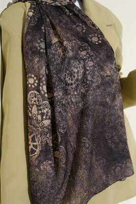 Mandala Desen Bambu Kraş Şal Yeşil - Başörtüsü