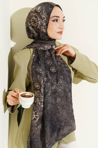 Mandala Desen Bambu Kraş Şal Yeşil - Yılın Fırsatı