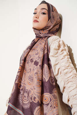 Mandala Motif Soft Şal Acı Kahve 