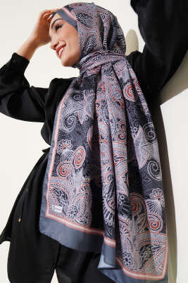 Mandala Motif Soft Şal Antrasit 