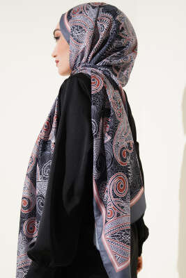 Mandala Motif Soft Şal Antrasit - Başörtüsü