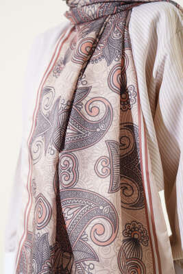 Mandala Motif Soft Şal Bej - Başörtüsü