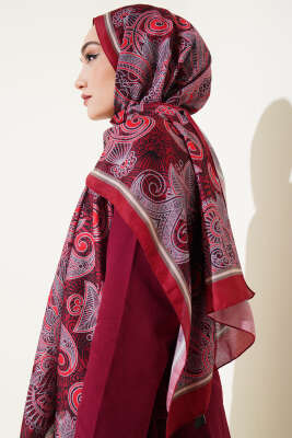 Mandala Motif Soft Şal Bordo - Başörtüsü