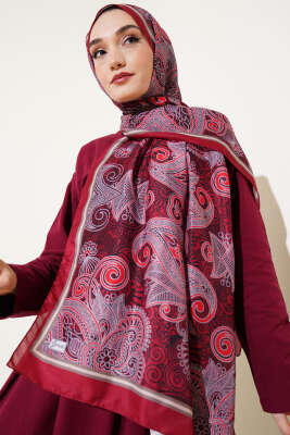 Mandala Motif Soft Şal Bordo - Başörtüsü