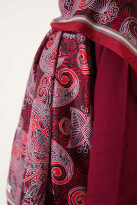 Mandala Motif Soft Şal Bordo - Başörtüsü