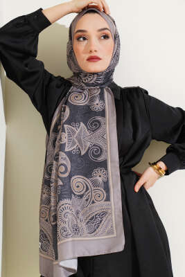 Mandala Motif Soft Şal Füme 