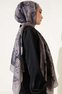 Mandala Motif Soft Şal Füme - Başörtüsü